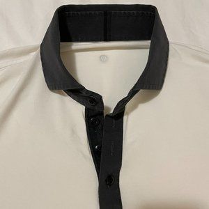Lululemon White & Navy Breathable Polo L